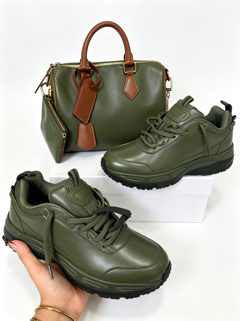 Green sneaker & handbag set free shipping